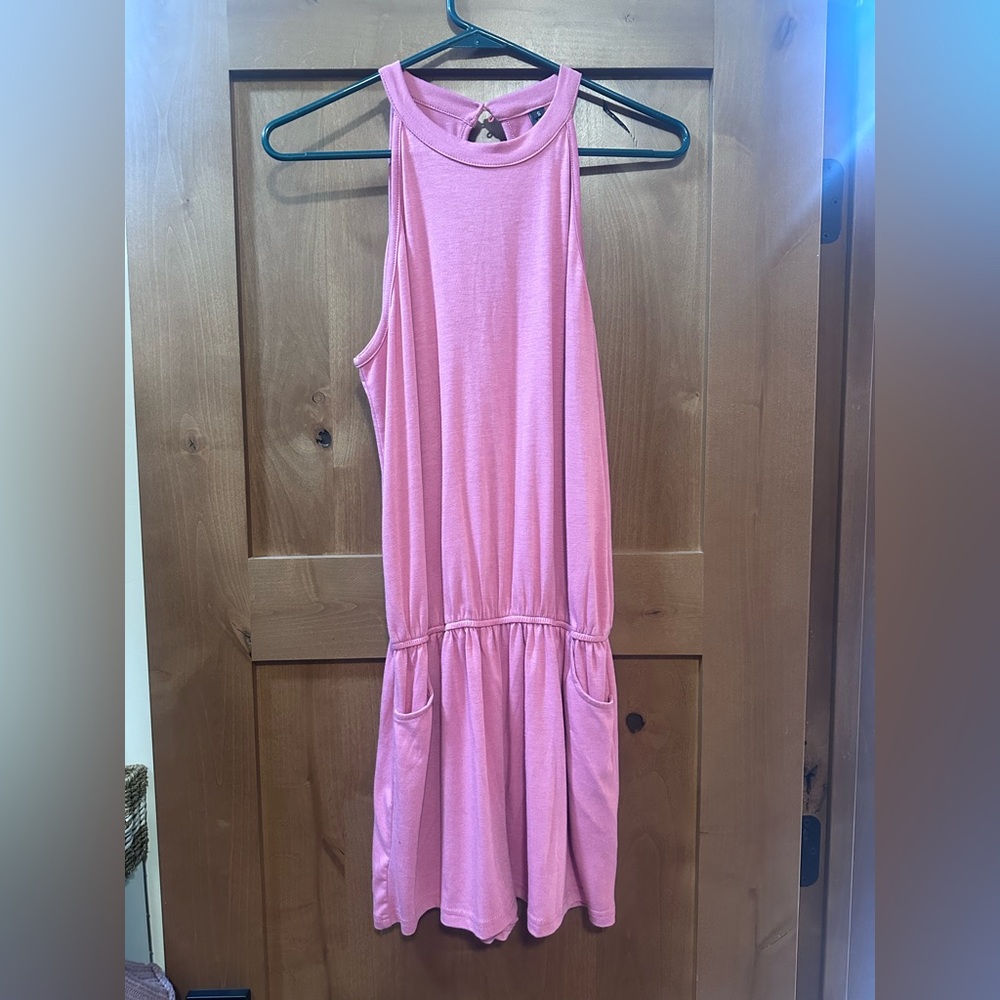 Pink Sleeveless Romper with pockets